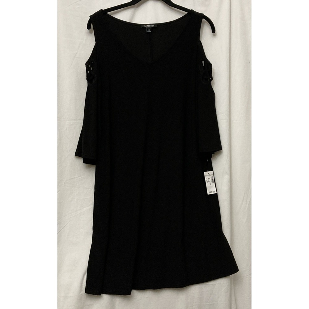 NWT Roz‎ & Ali Black Cold Shoulder 3/4 Sleeve Dress w/Sleeve Details - SZ M